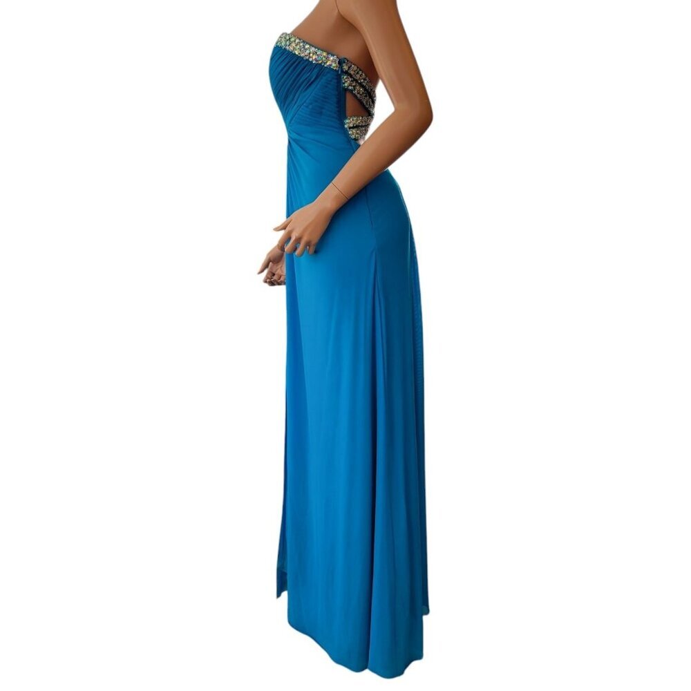Jump Apparel Dress Size Juniors 3/4 Prom Ball Gown Formal‎ Blue Sequins Bling - Picture 5 of 13